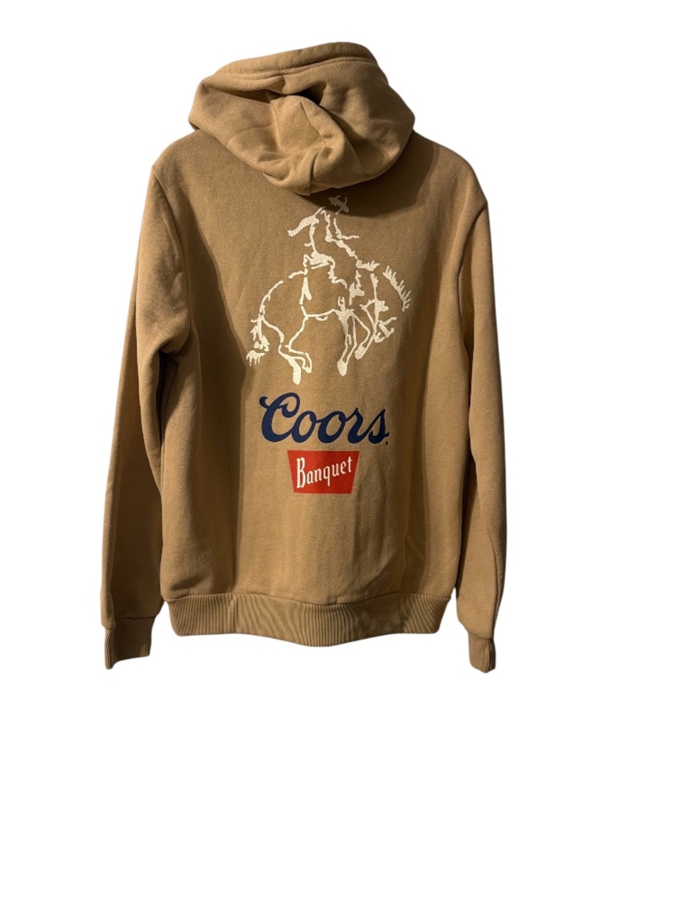 Brixton Coors Banquet Hoodie Tan Western Cowboy Graphic Sweatshirt Mens M